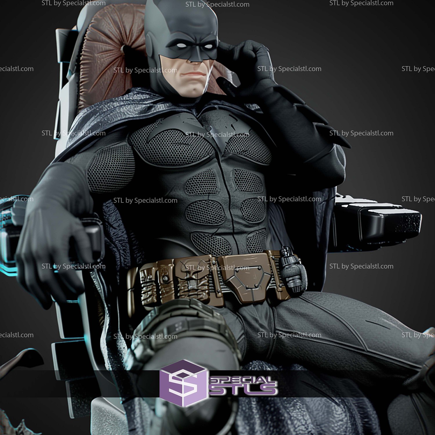 Batman on Throne STL Files 3D Model — view 6