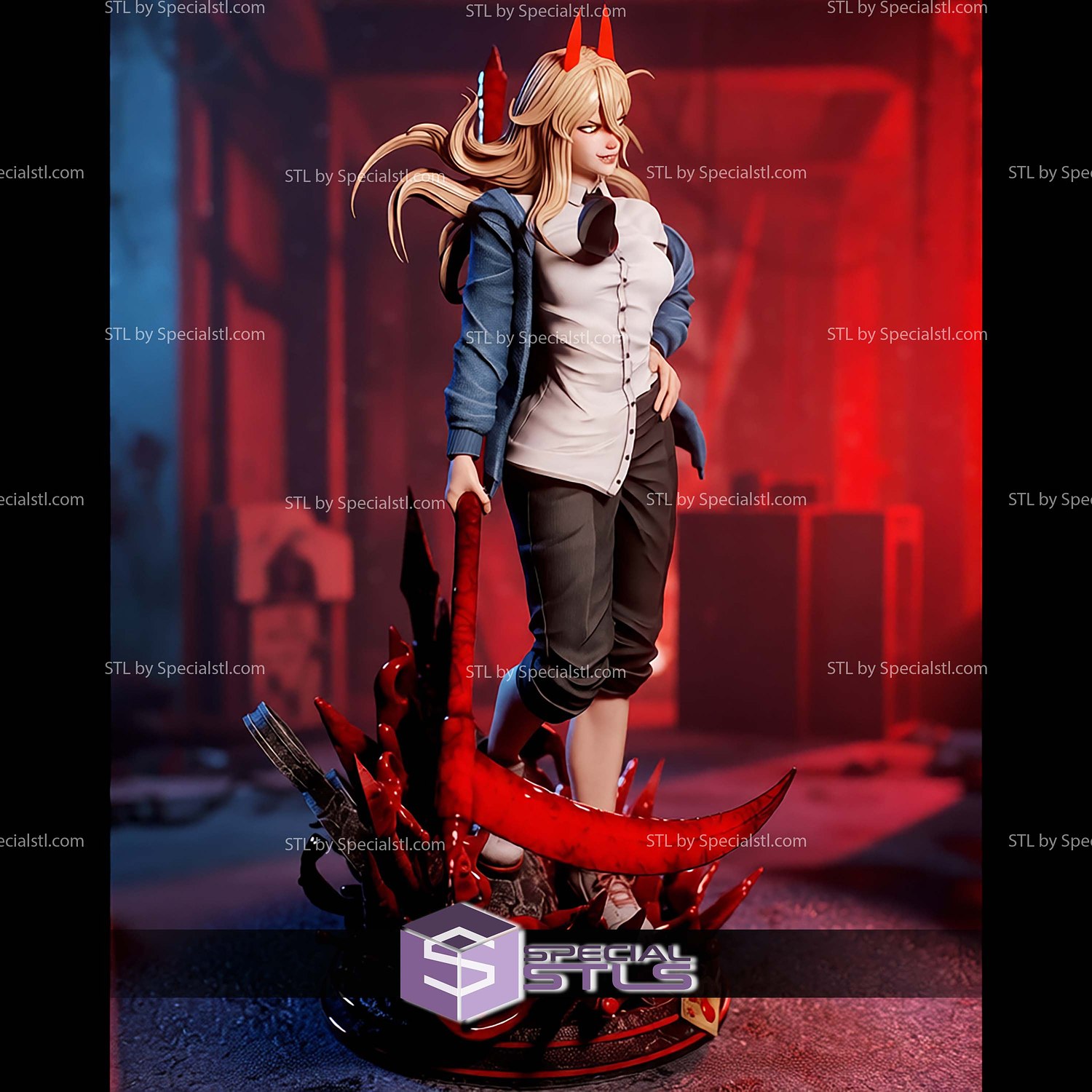 Power Chainsawman Blood Base STL Files 3D Model — view 3