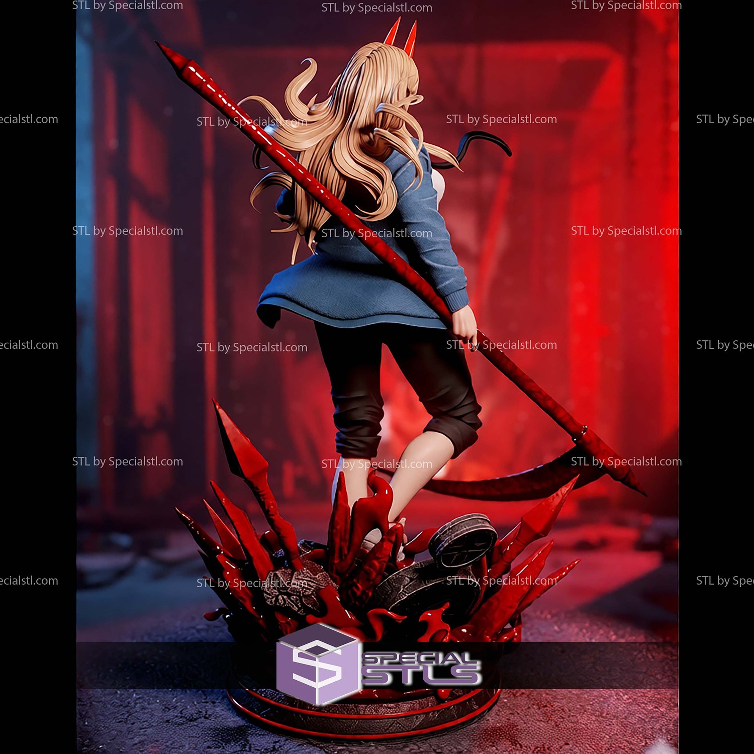 Power Chainsawman Blood Base STL Files 3D Model — view 4