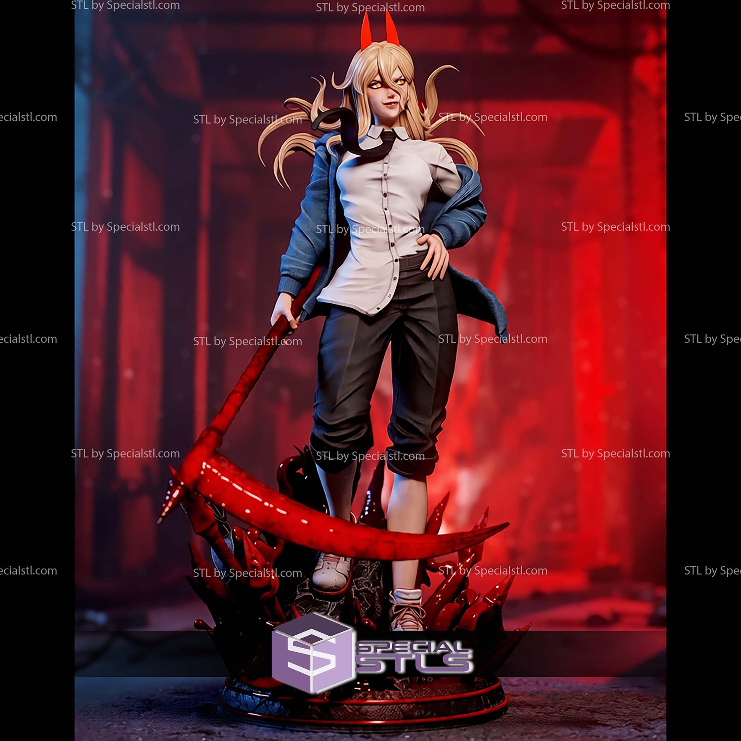 Power Chainsawman Blood Base STL Files 3D Model — view 5