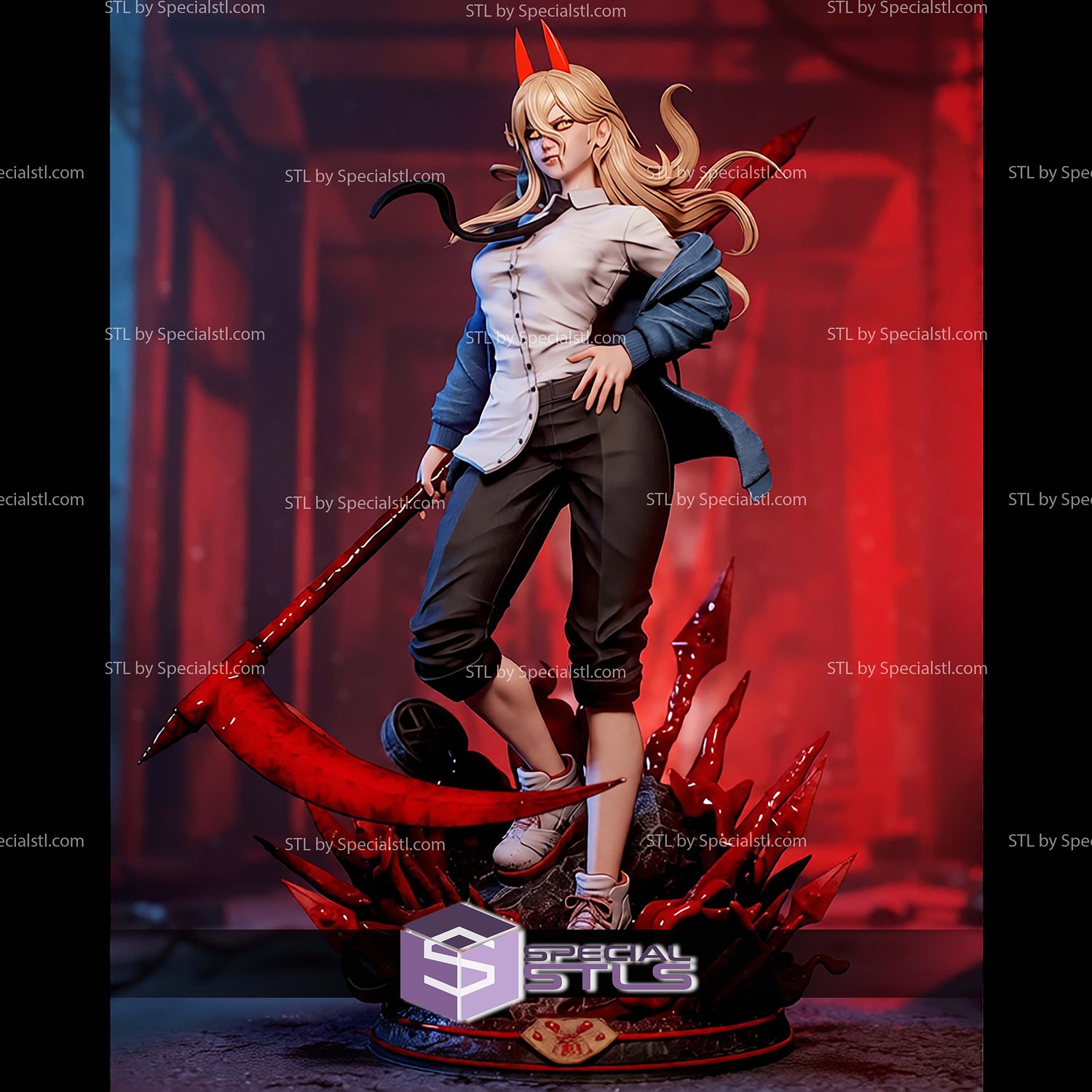 Power Chainsawman Blood Base STL Files 3D Model — view 6