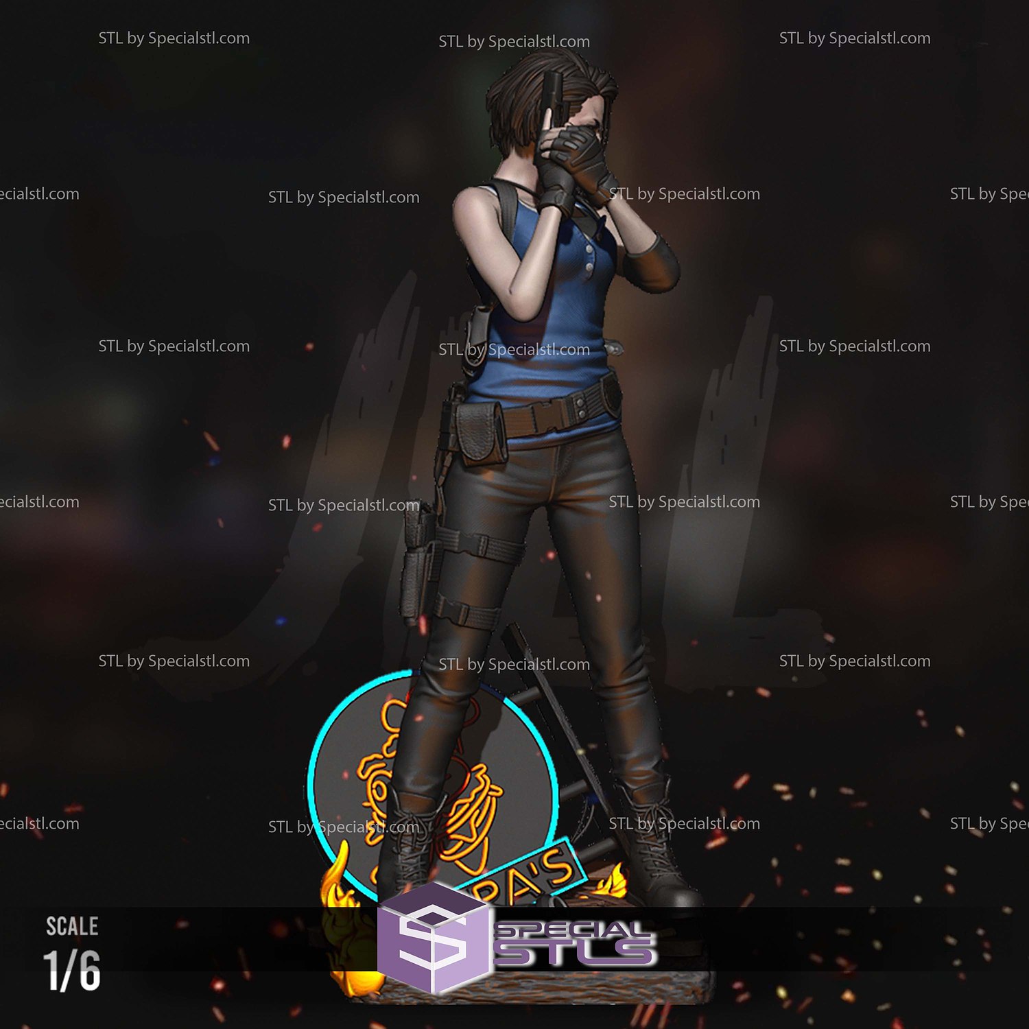 Jill Valentine 1-6 Scale Sculptures 3D Printing STL Model — view 2