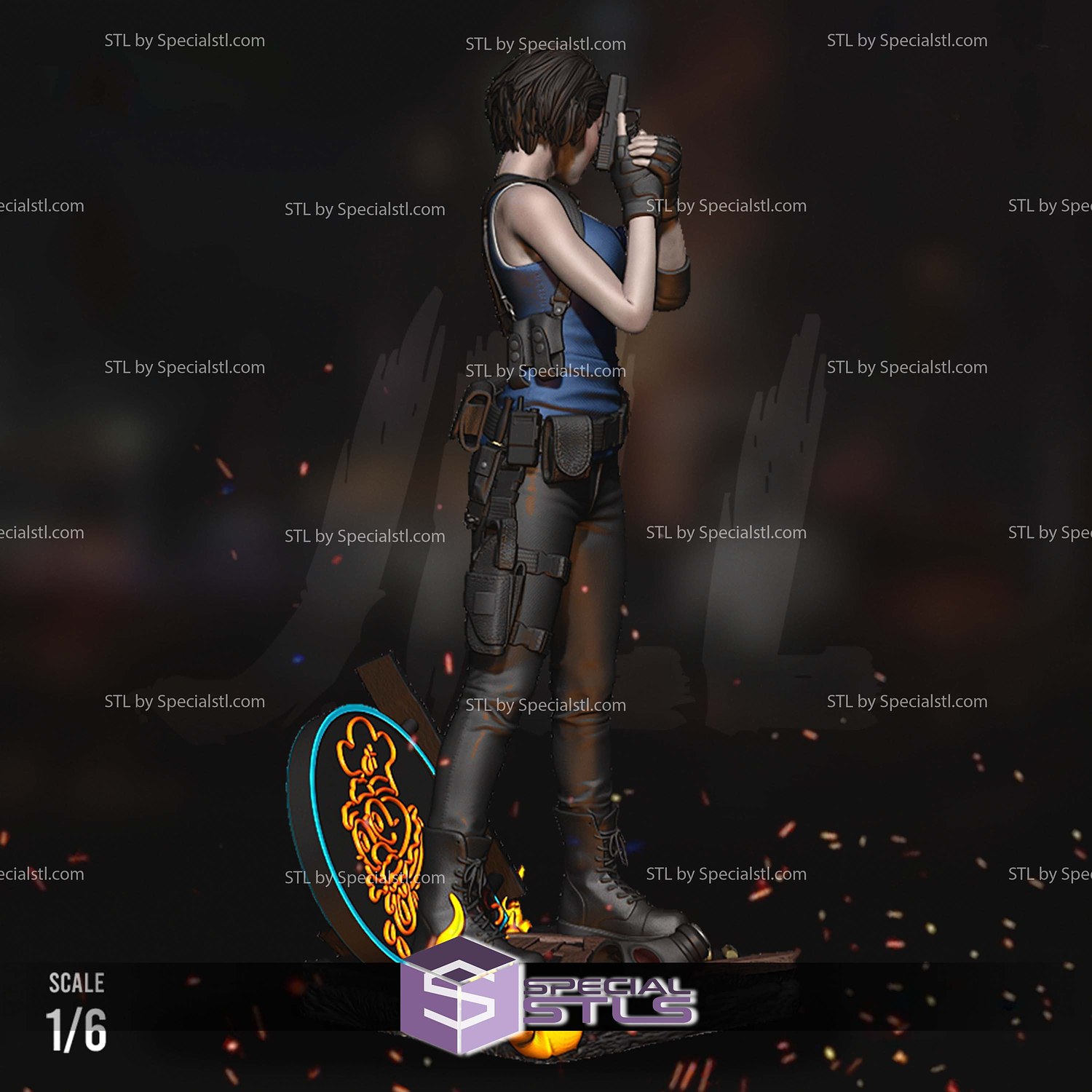 Jill Valentine 1-6 Scale Sculptures 3D Printing STL Model — view 3