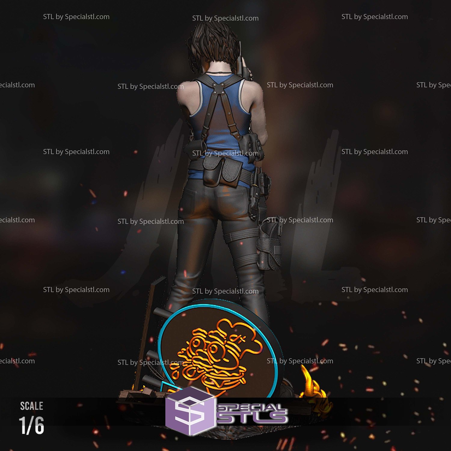 Jill Valentine 1-6 Scale Sculptures 3D Printing STL Model — view 4