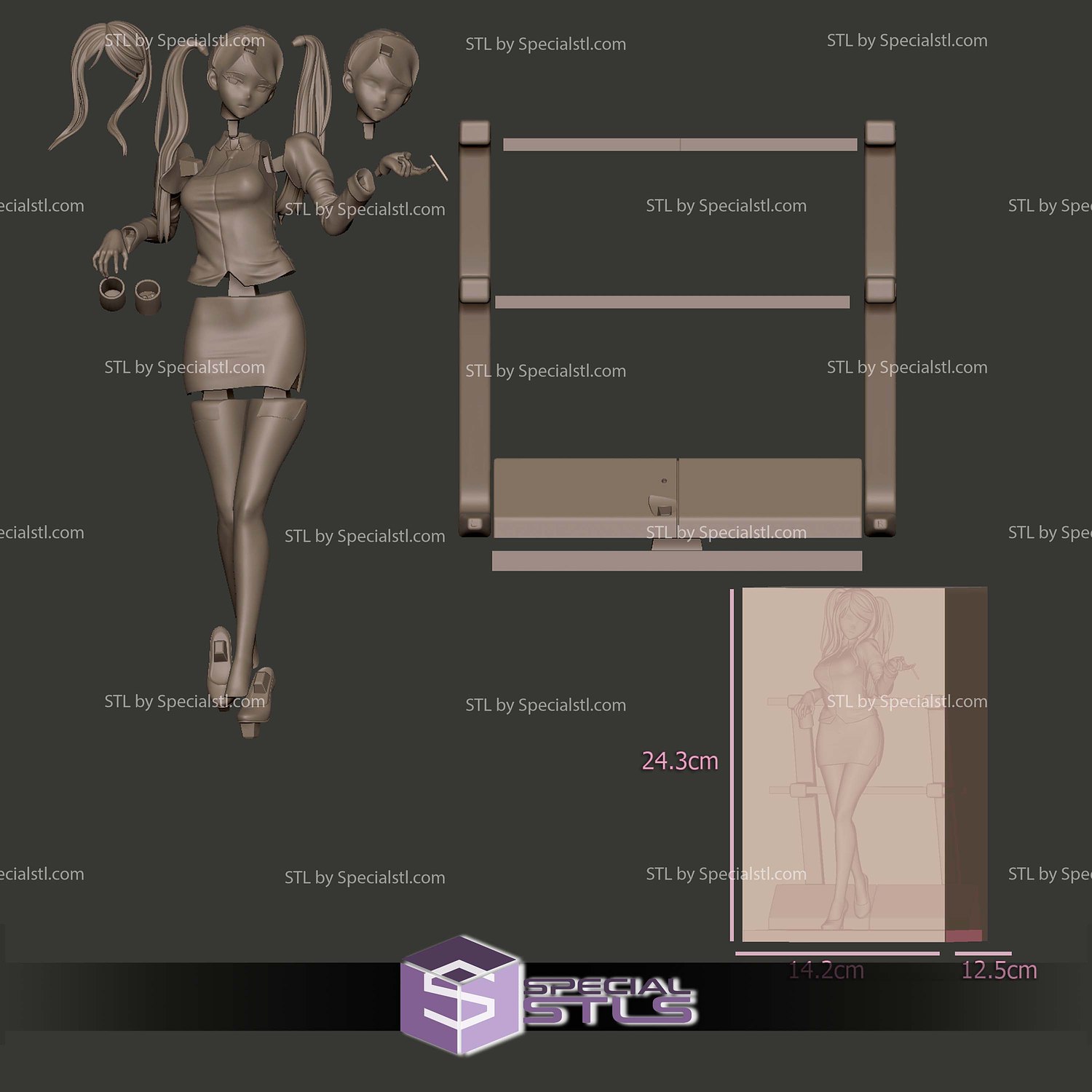 Julianne Stingray Cyberpunk Bartender STL Files 3D Model — view 4