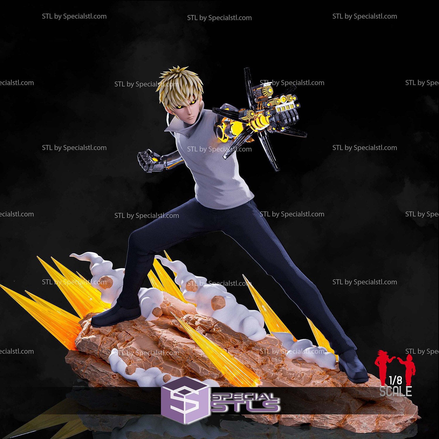 Genos Demon Cyborg 3D Printer Files STL Model — view 2