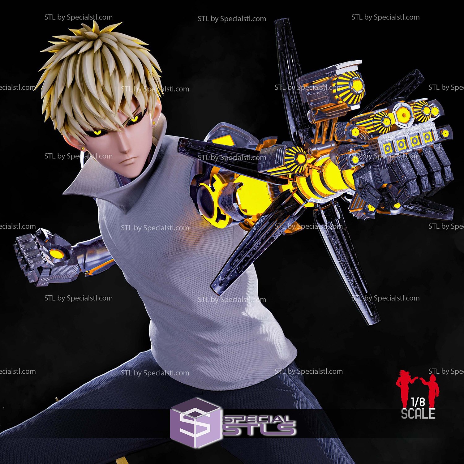 Genos Demon Cyborg 3D Printer Files STL Model — view 4