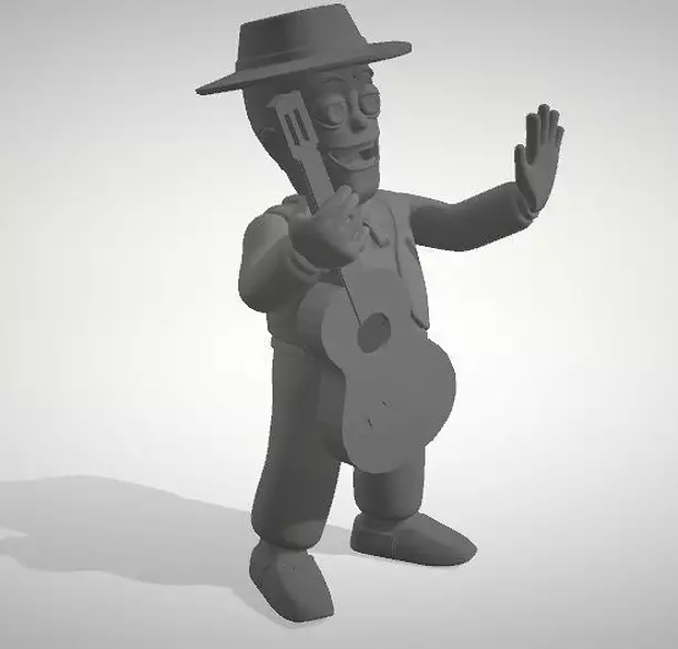Zenon man wearing hat and holding guitar 3D STL Model
