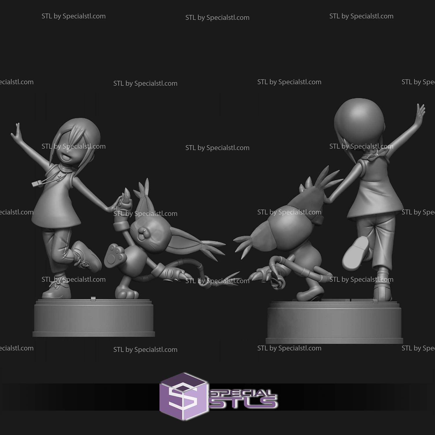 Gatomon and Kamiya Digimon STL Files 3D Model — view 2