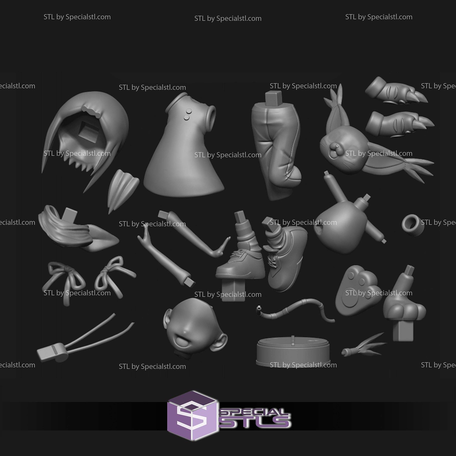 Gatomon and Kamiya Digimon STL Files 3D Model — view 4