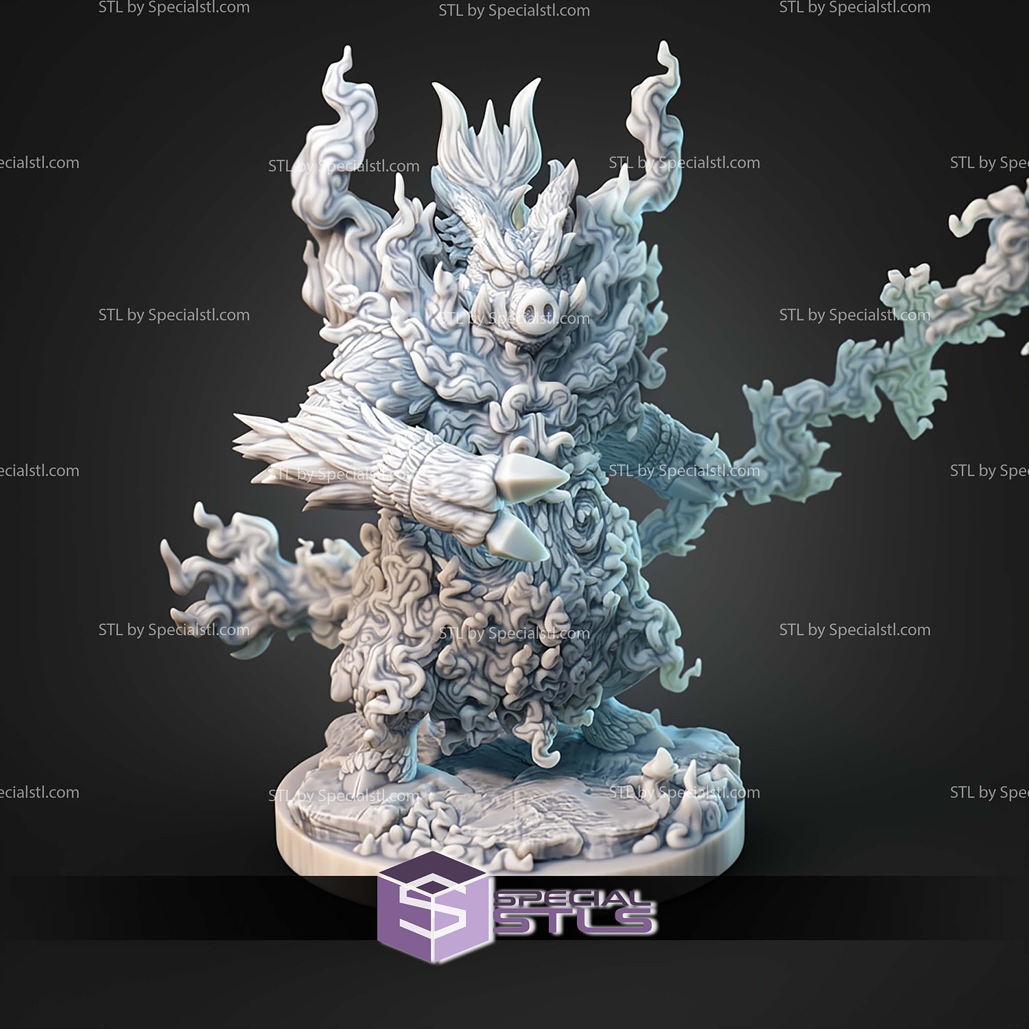 Kaiju Pokemon Fire Boar Emboar STL Files 3D Model — view 4
