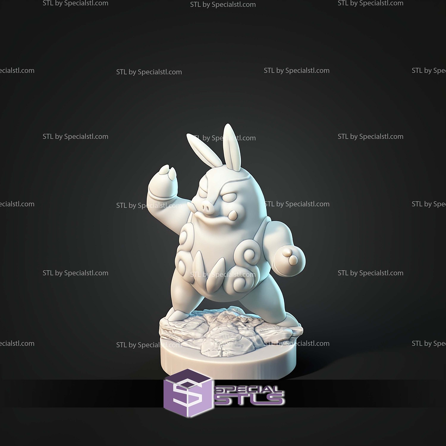 Kaiju Pokemon Fire Boar Emboar STL Files 3D Model — view 5