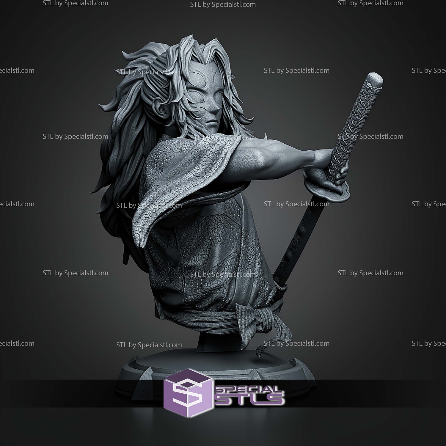 Kokushibo Demon Slayer Bust 178mm STL Files 3D Model — view 2