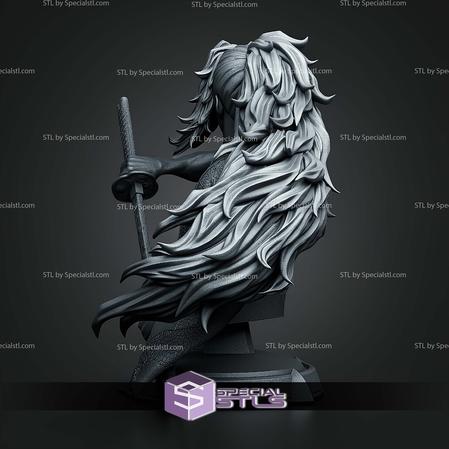 Kokushibo Demon Slayer Bust 178mm STL Files 3D Model — view 3