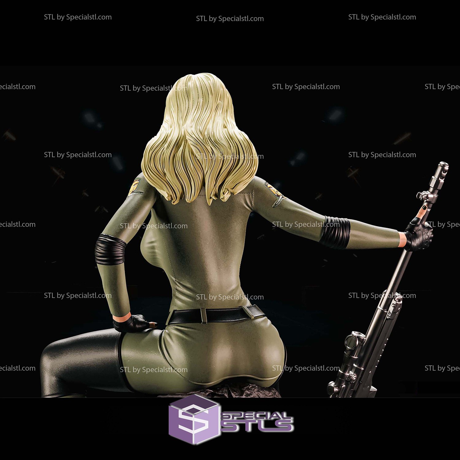 Sniper Wolf Metal Gear Solid Sitting STL Files 3D Model — view 5