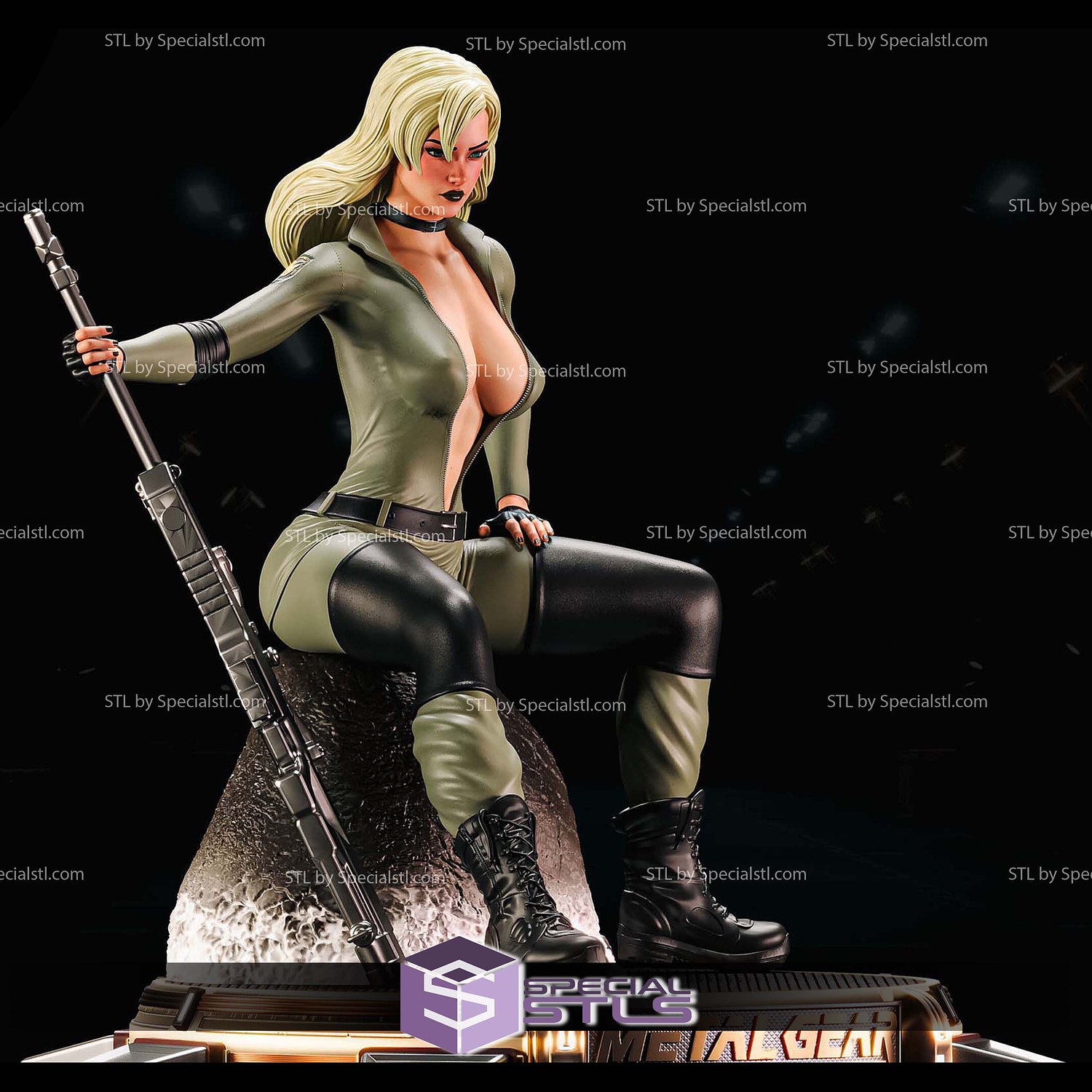 Sniper Wolf Metal Gear Solid Sitting STL Files 3D Model — view 6
