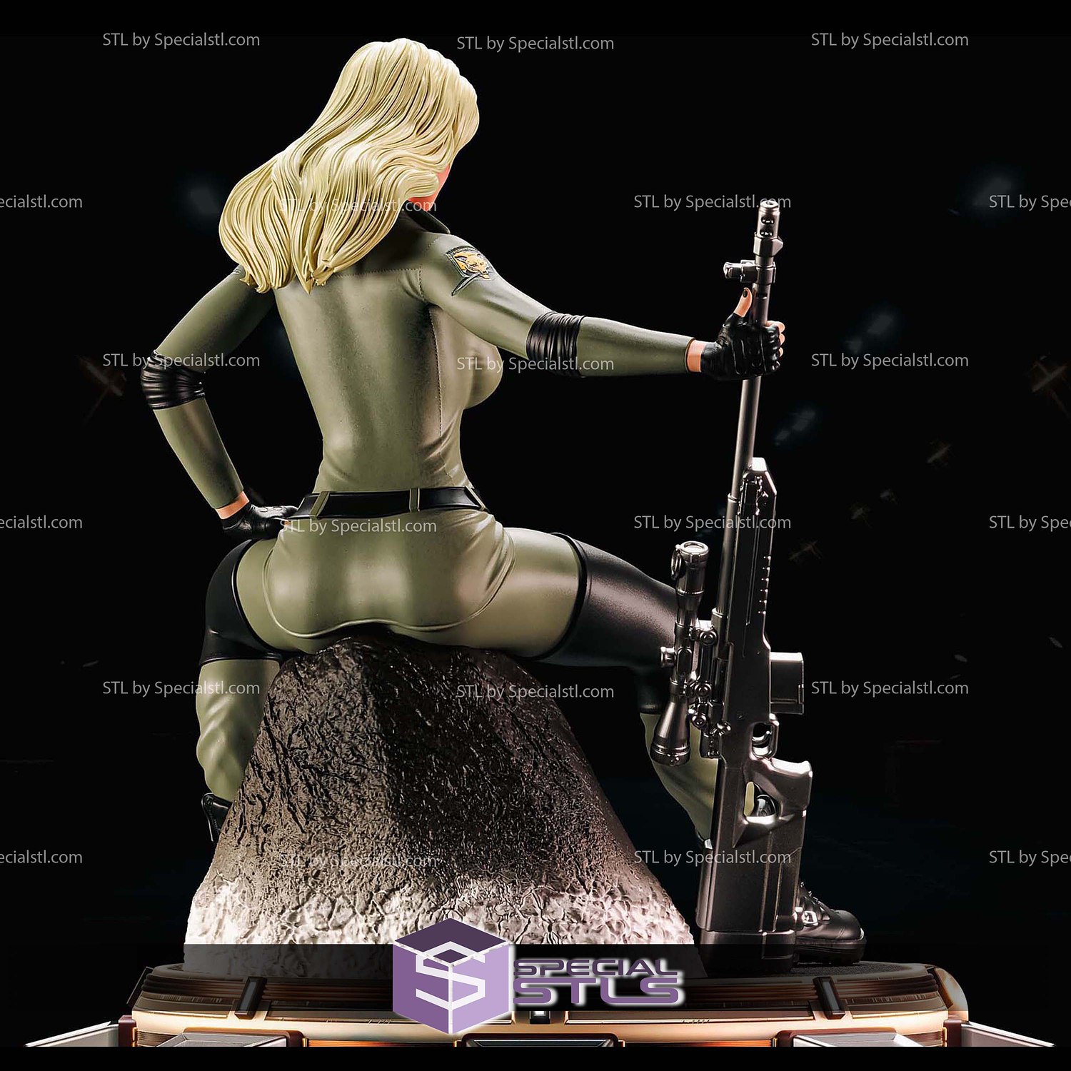 Sniper Wolf Metal Gear Solid Sitting STL Files 3D Model — view 7