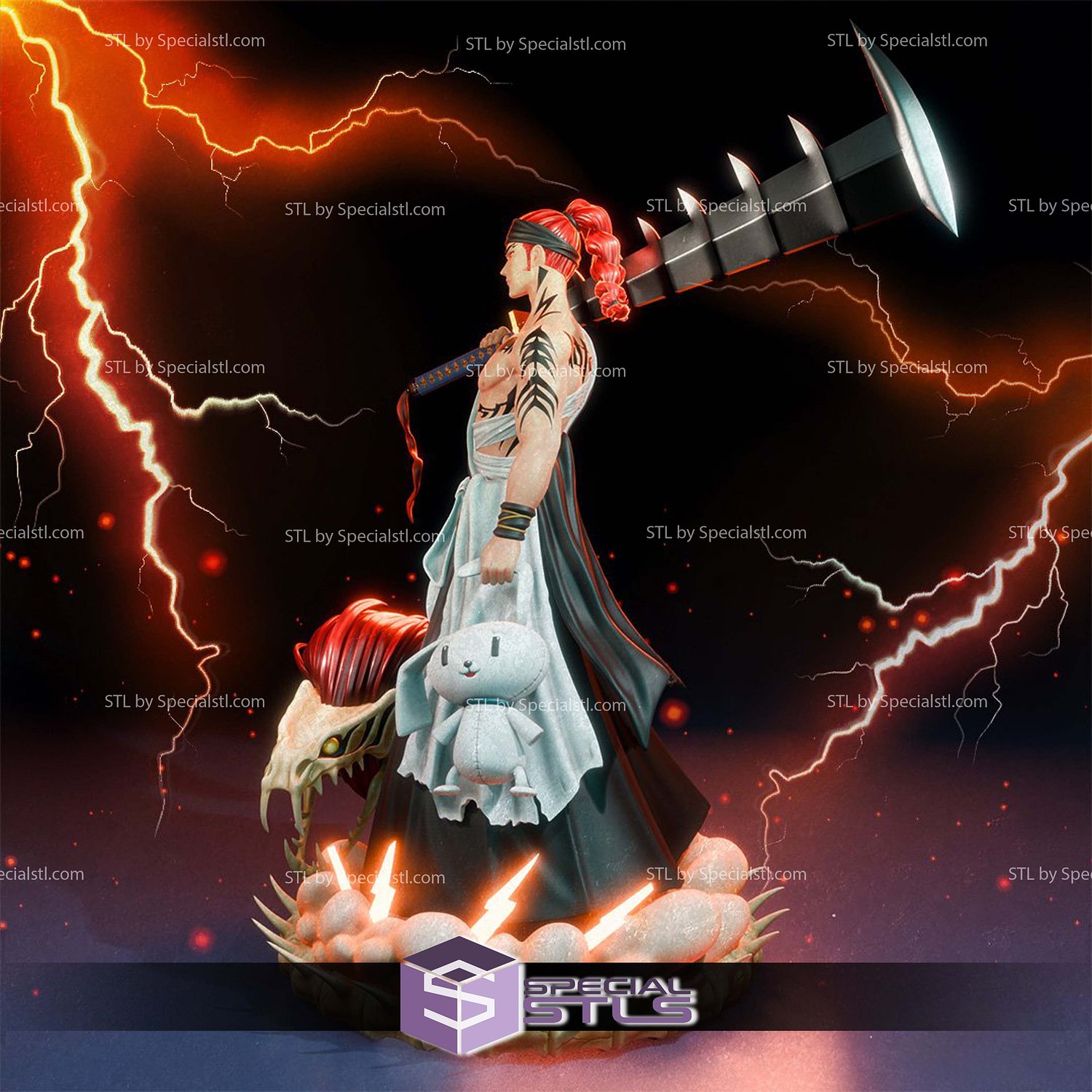 Renji Abarai Bleach V4 3D Print Files STL Model — view 2