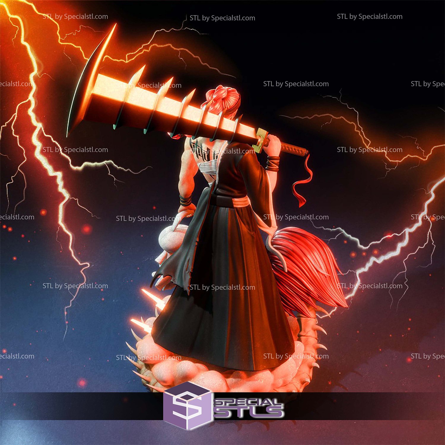 Renji Abarai Bleach V4 3D Print Files STL Model — view 3