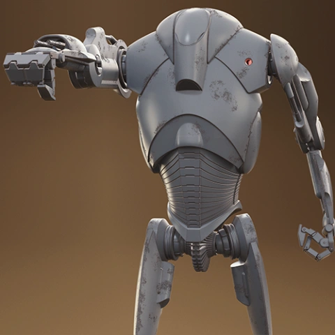 Super Battle Droid 3D Printing Model | Assembly + Active STL Model