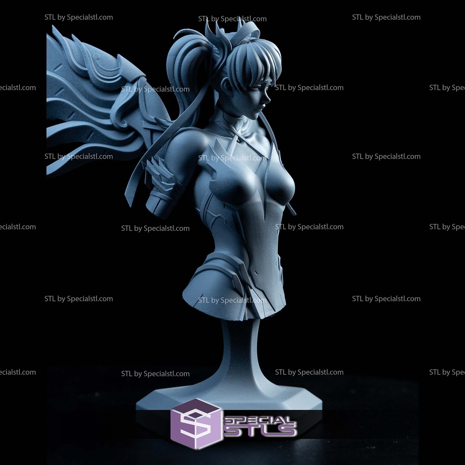 Mercy Overwatch Pink Suit Bust STL Files 3D Model — view 2