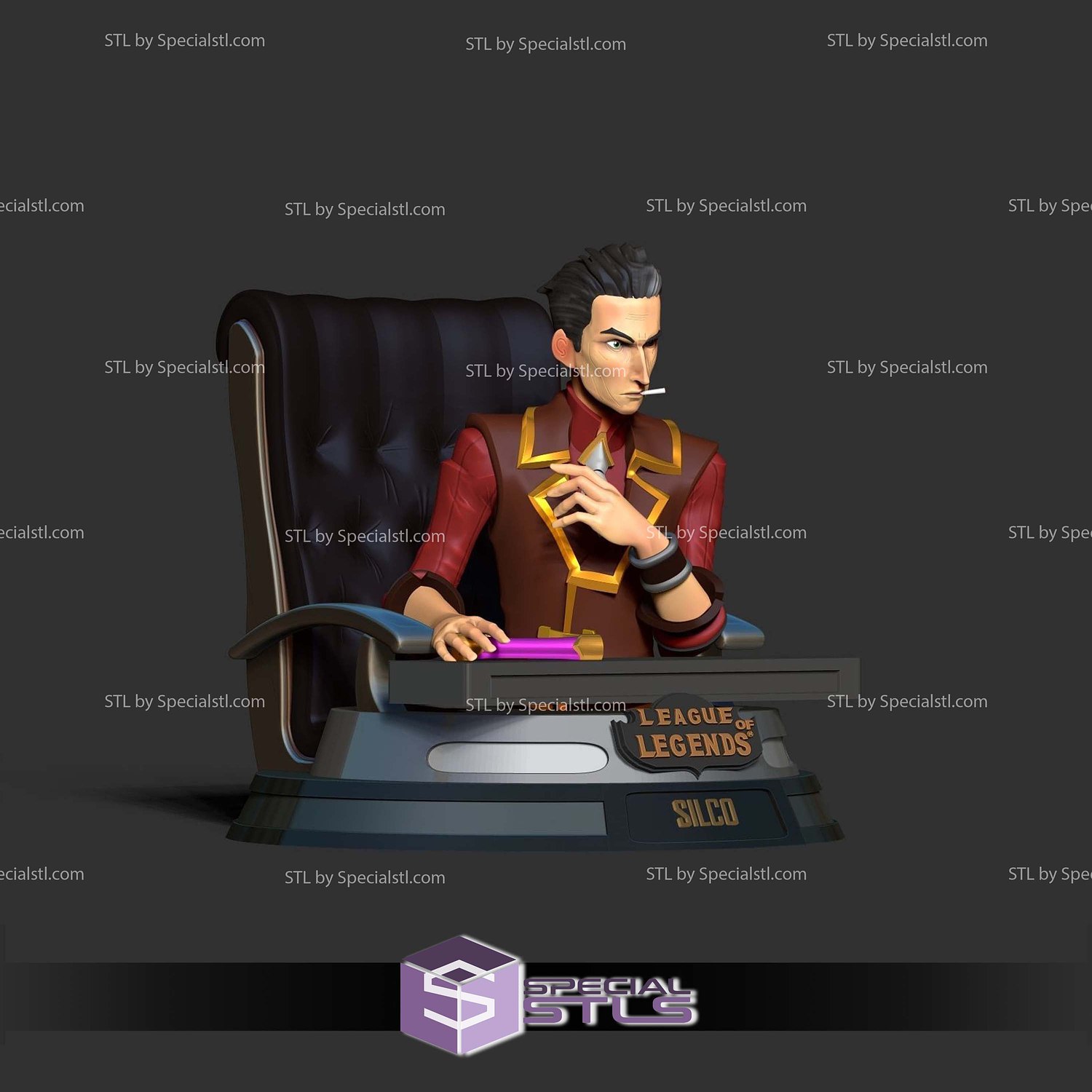 Silco Bust Arcane 3D Print Files STL Model — view 3