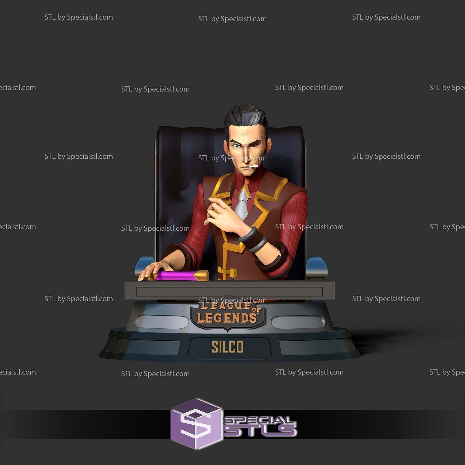Silco Bust Arcane 3D Print Files STL Model — view 6
