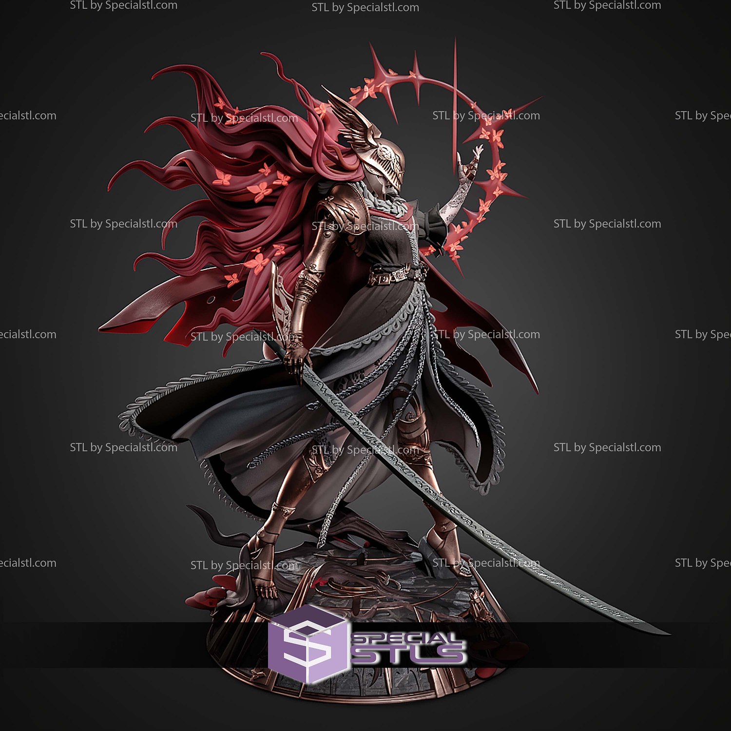 Malenia with Sword Elden Ring 319mm STL Files 3D Model — view 4