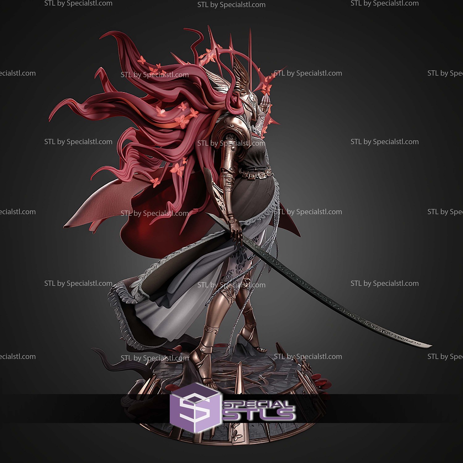 Malenia with Sword Elden Ring 319mm STL Files 3D Model — view 5