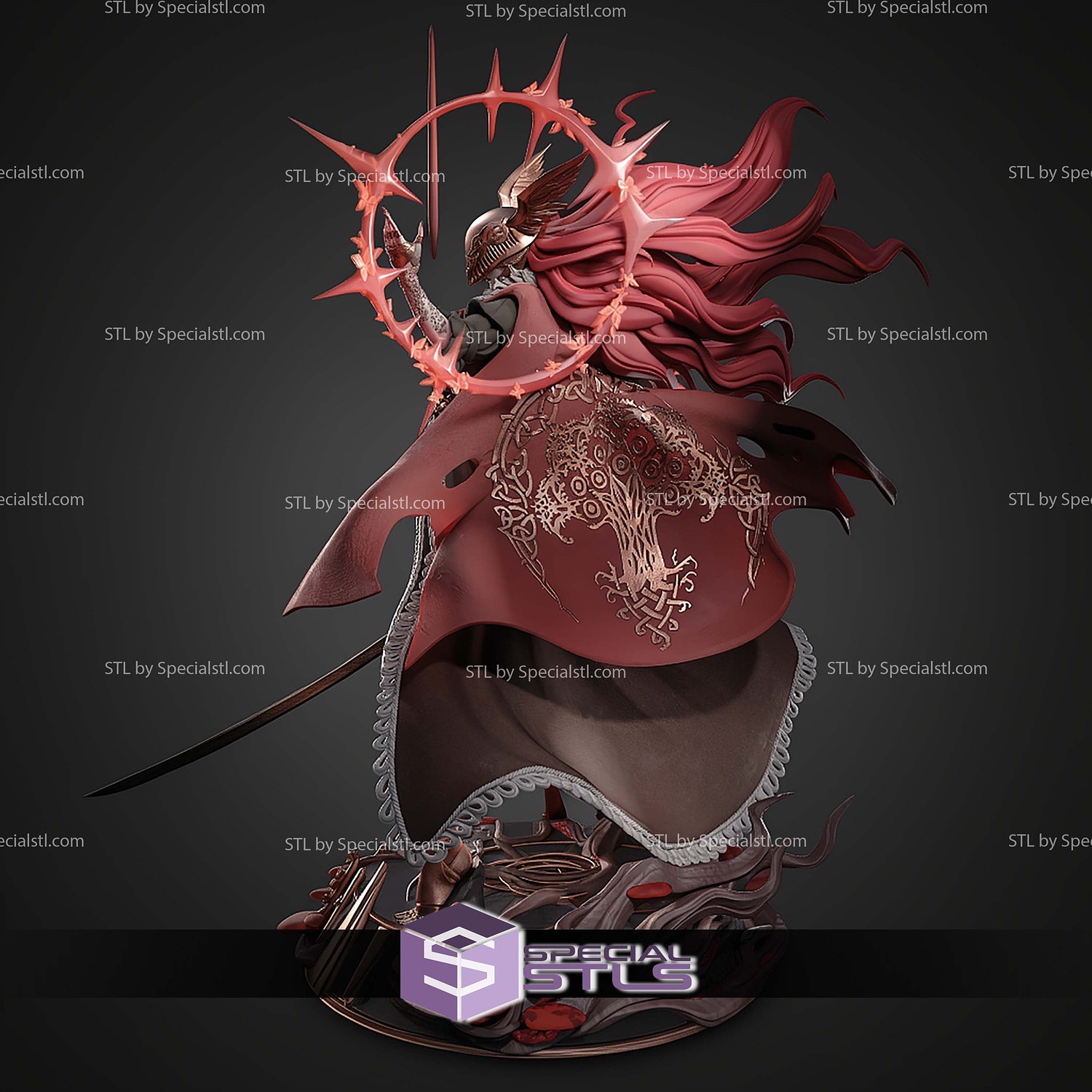 Malenia with Sword Elden Ring 319mm STL Files 3D Model — view 6