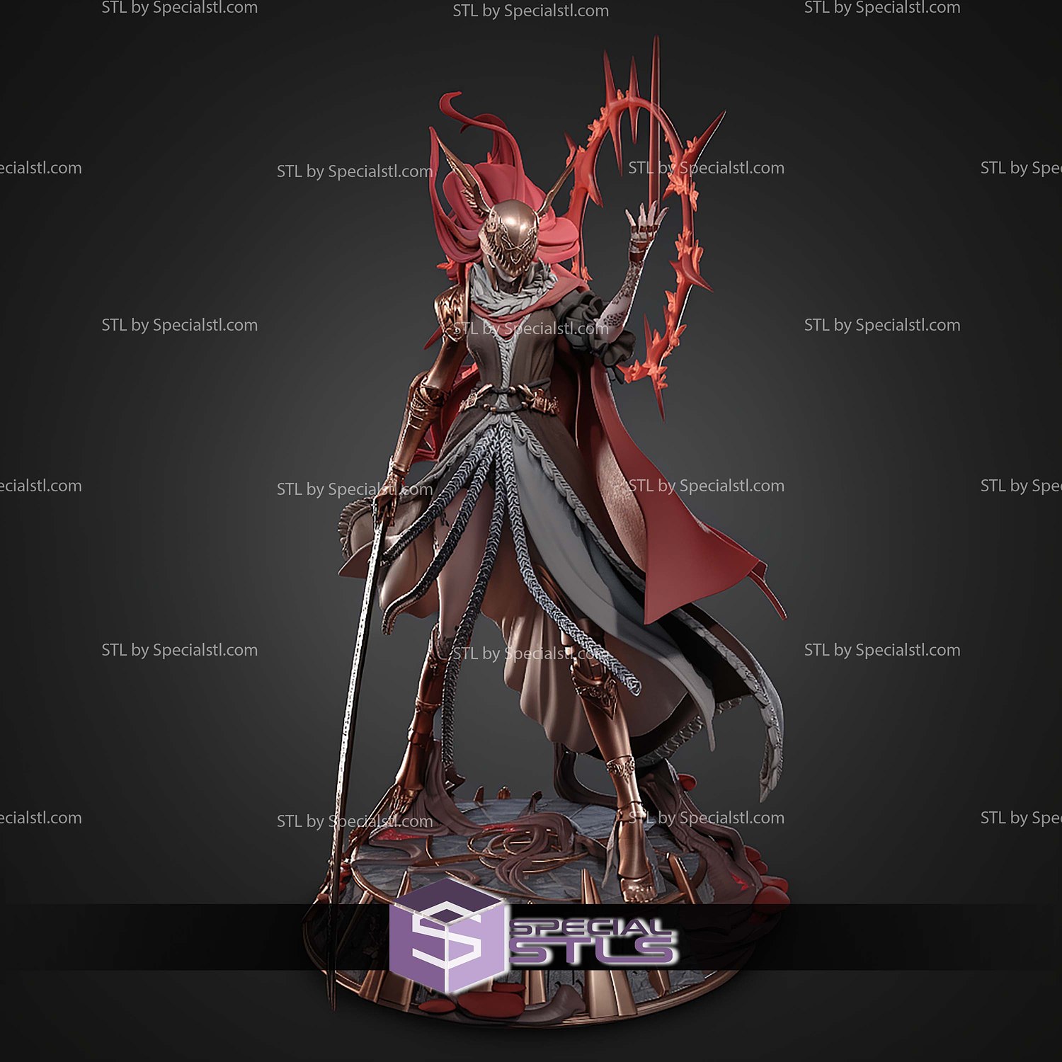 Malenia with Sword Elden Ring 319mm STL Files 3D Model — view 7