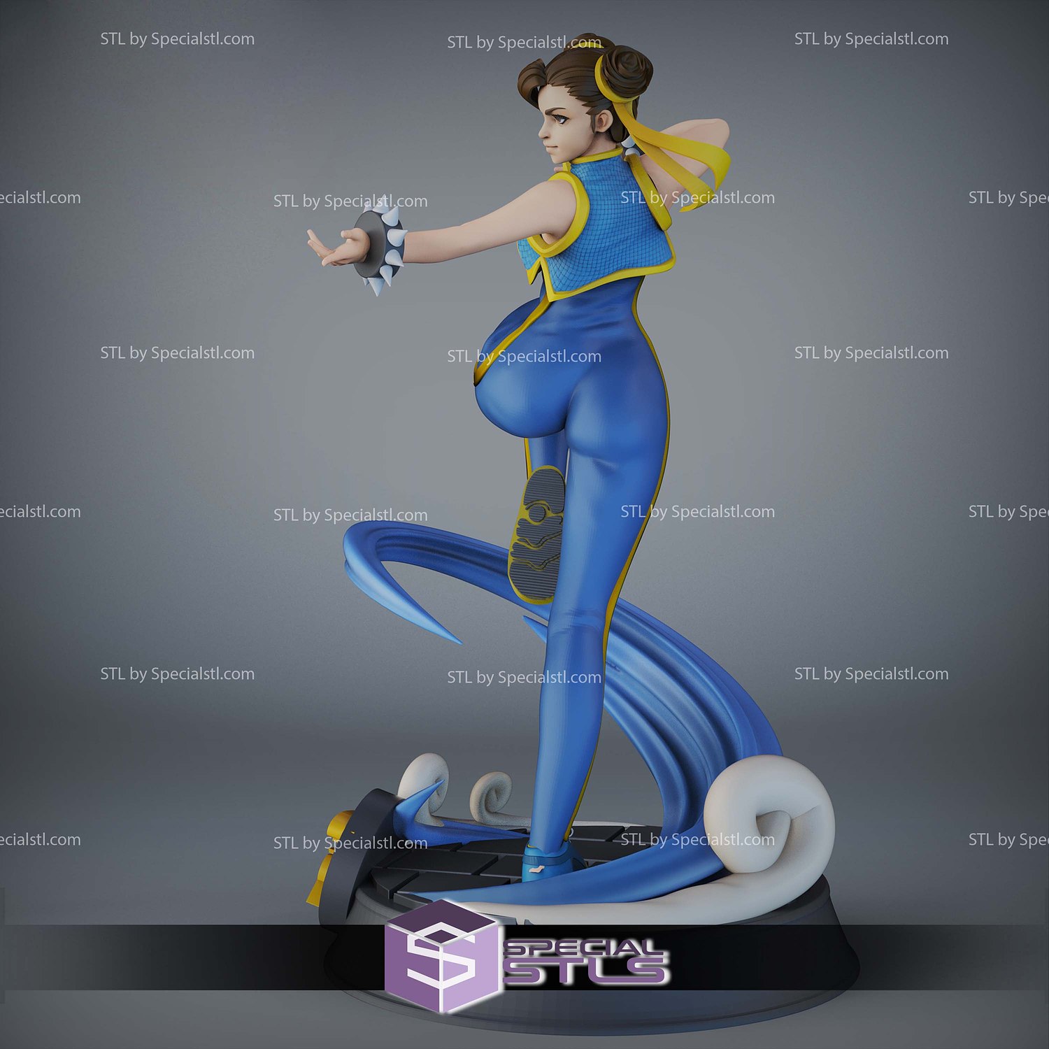 Chun Li On Wave STL Files 3D Model — view 3