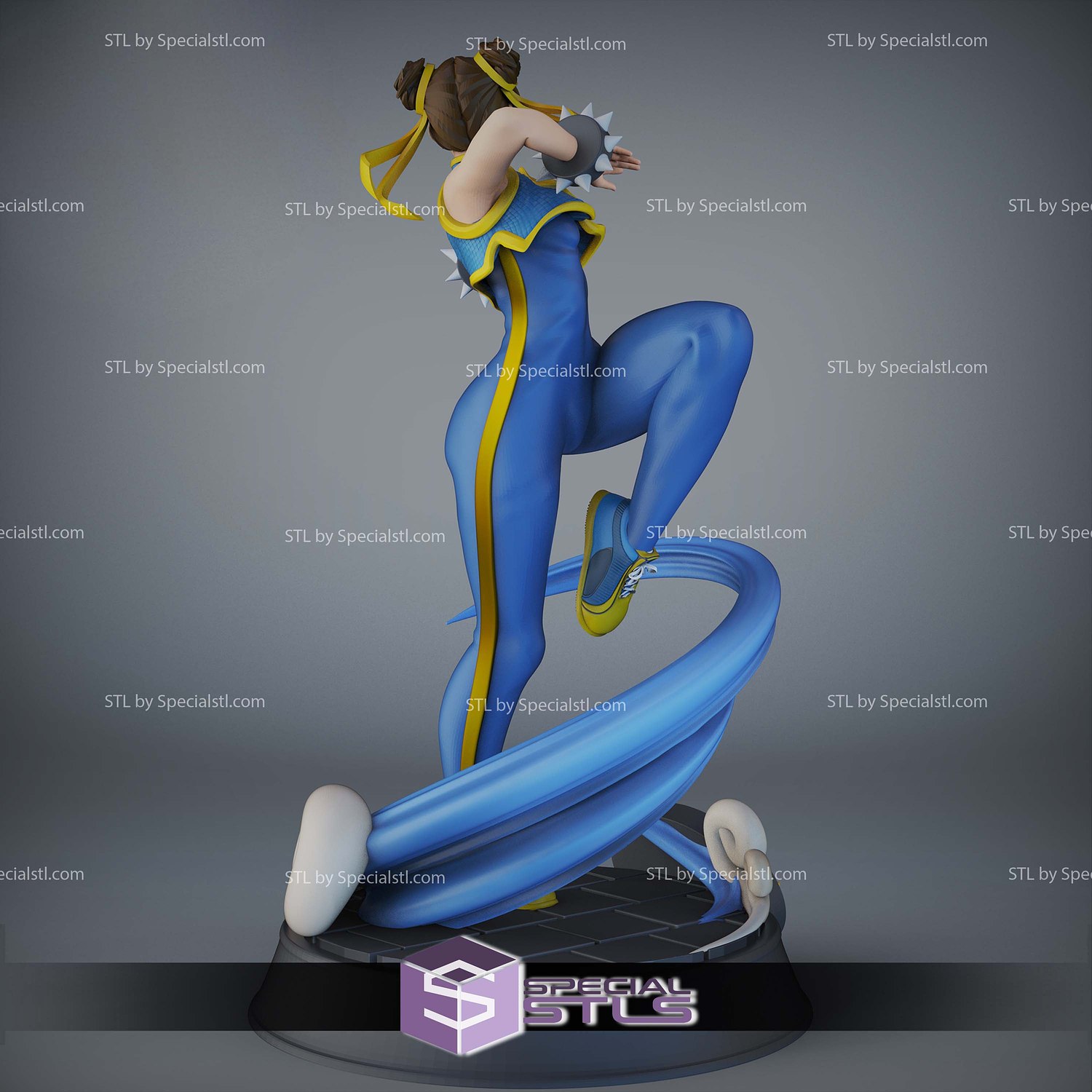 Chun Li On Wave STL Files 3D Model — view 5