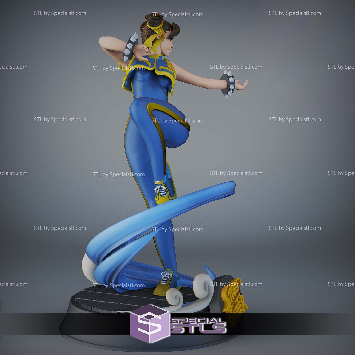 Chun Li On Wave STL Files 3D Model — view 6