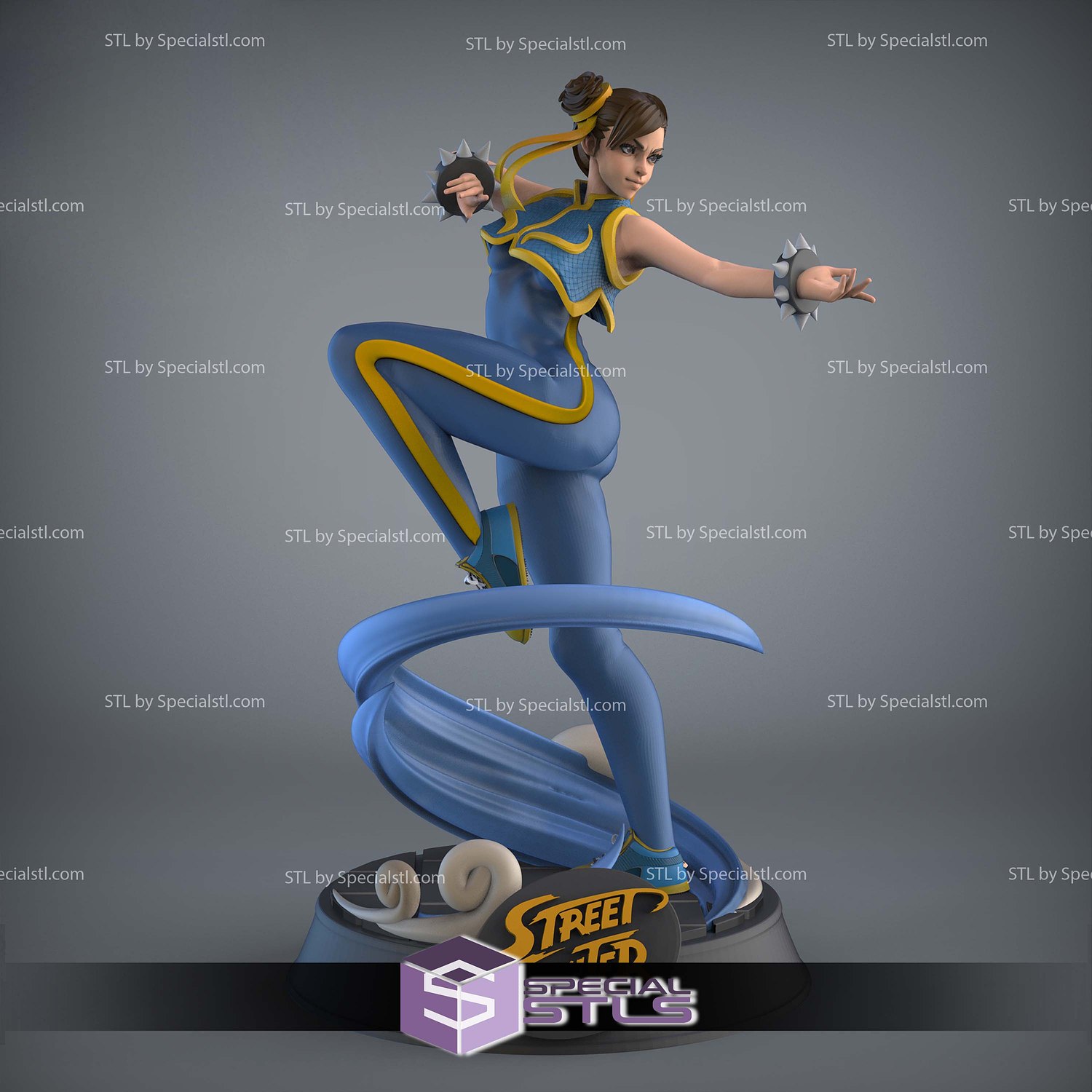 Chun Li On Wave STL Files 3D Model — view 7