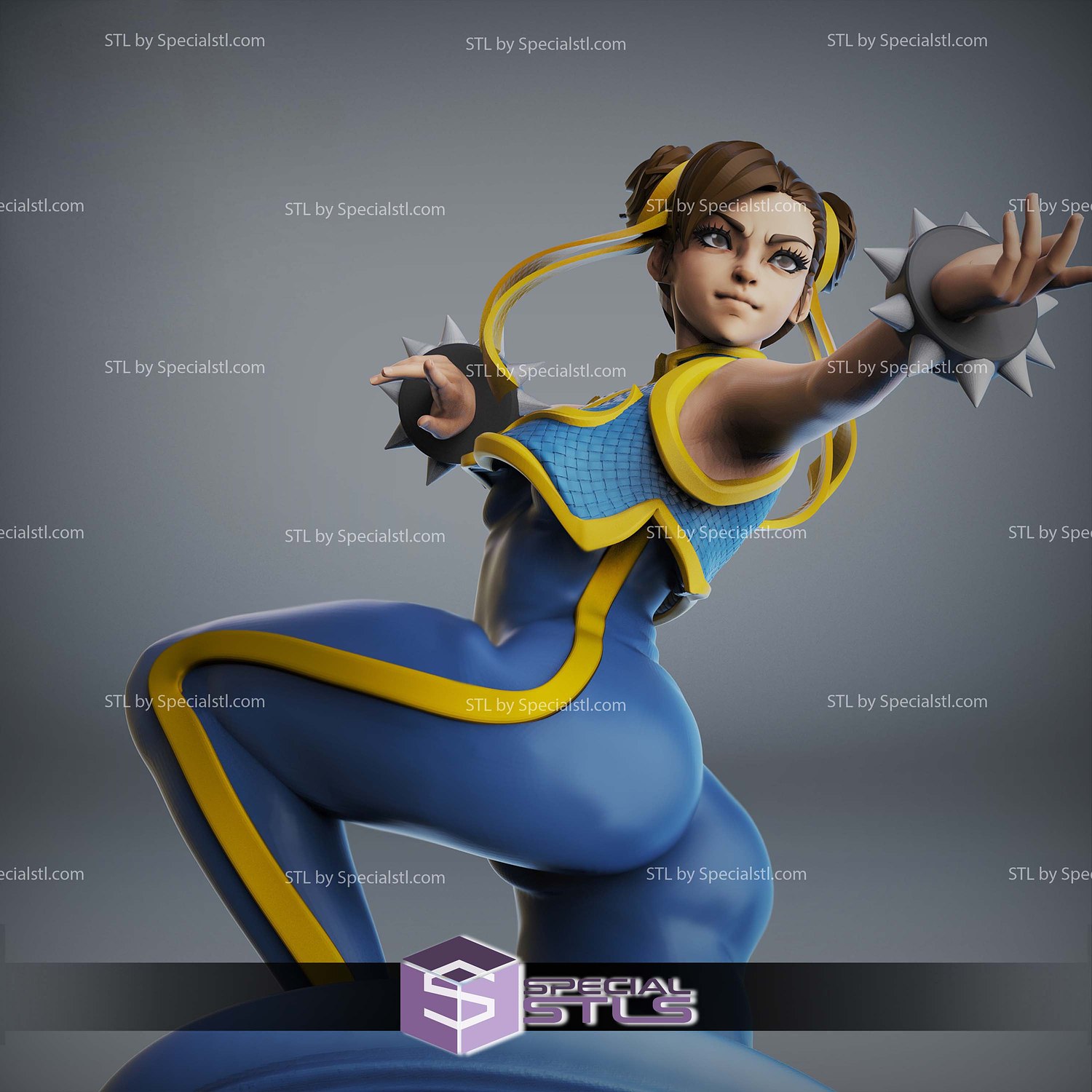 Chun Li On Wave STL Files 3D Model — view 8