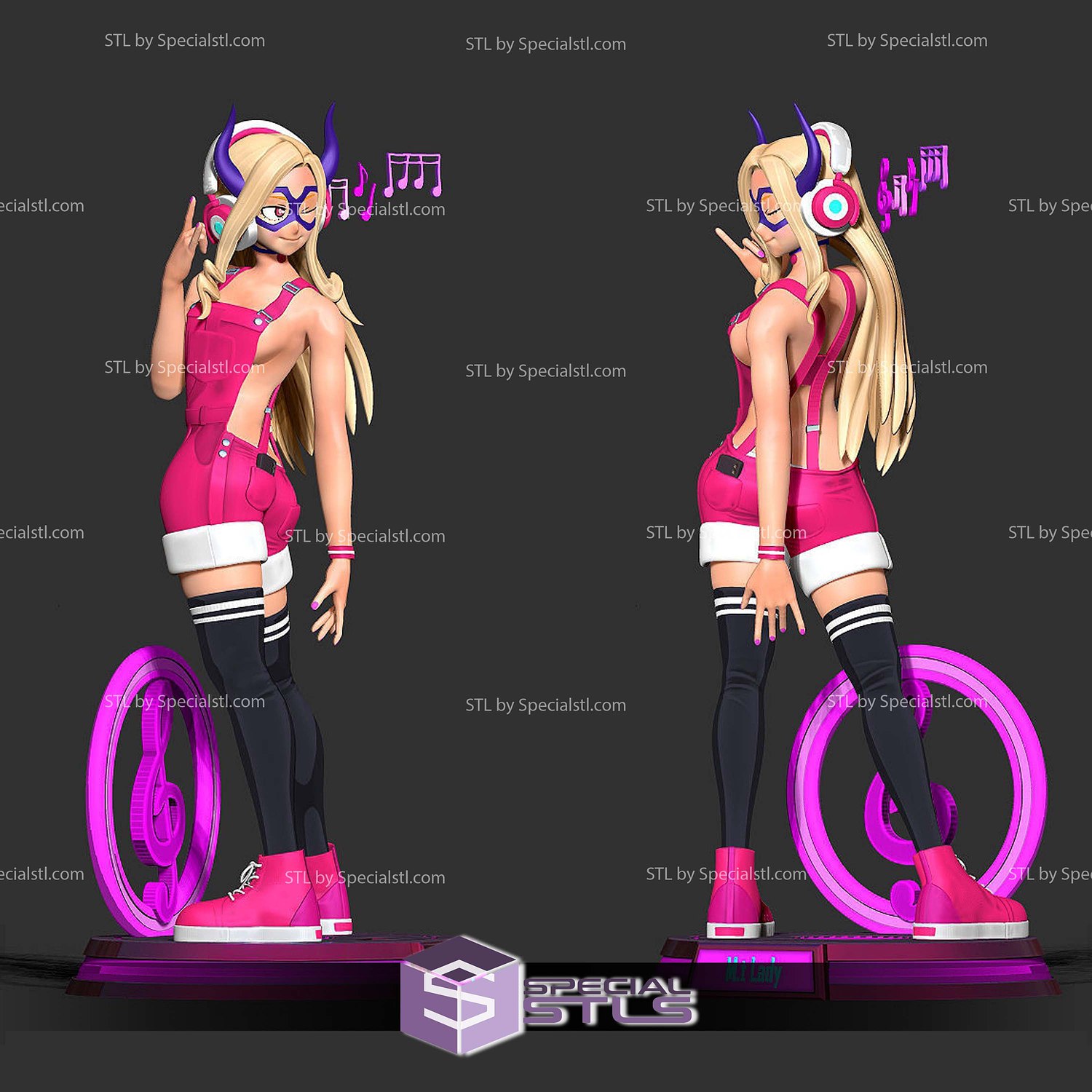 Mount Lady Loves Music 3D Print Files STL Model — view 2