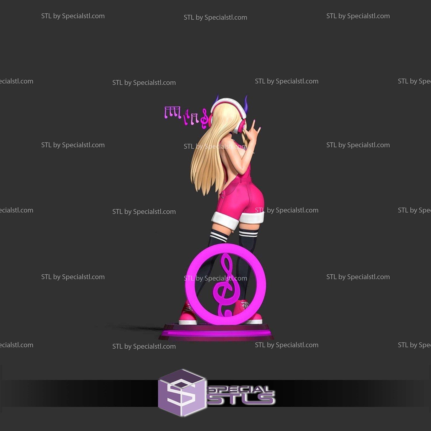 Mount Lady Loves Music 3D Print Files STL Model — view 3