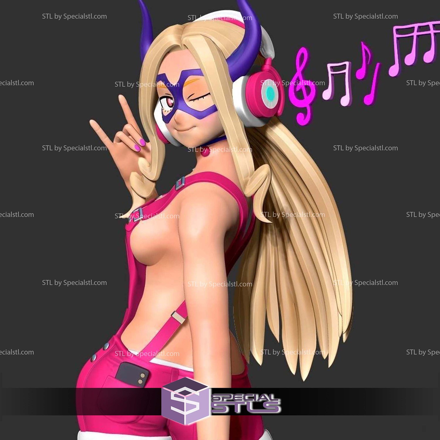 Mount Lady Loves Music 3D Print Files STL Model — view 4
