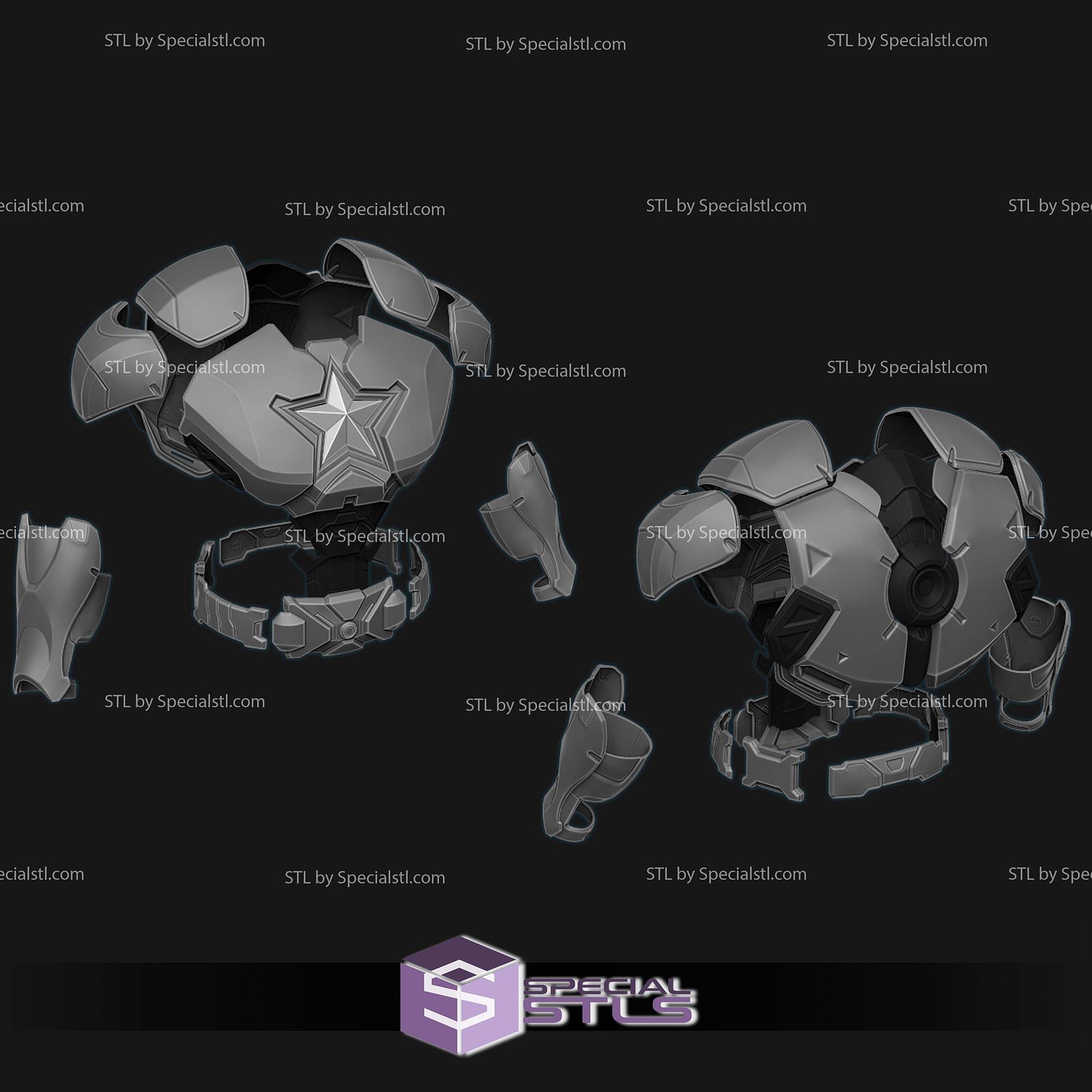Cosplay STL Files Captain America Marvel Rivals Armor 3D Model — view 2