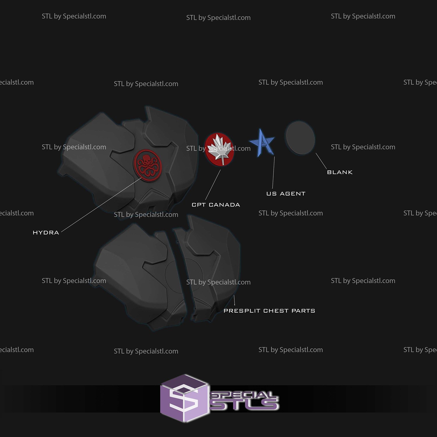 Cosplay STL Files Captain America Marvel Rivals Armor 3D Model — view 8