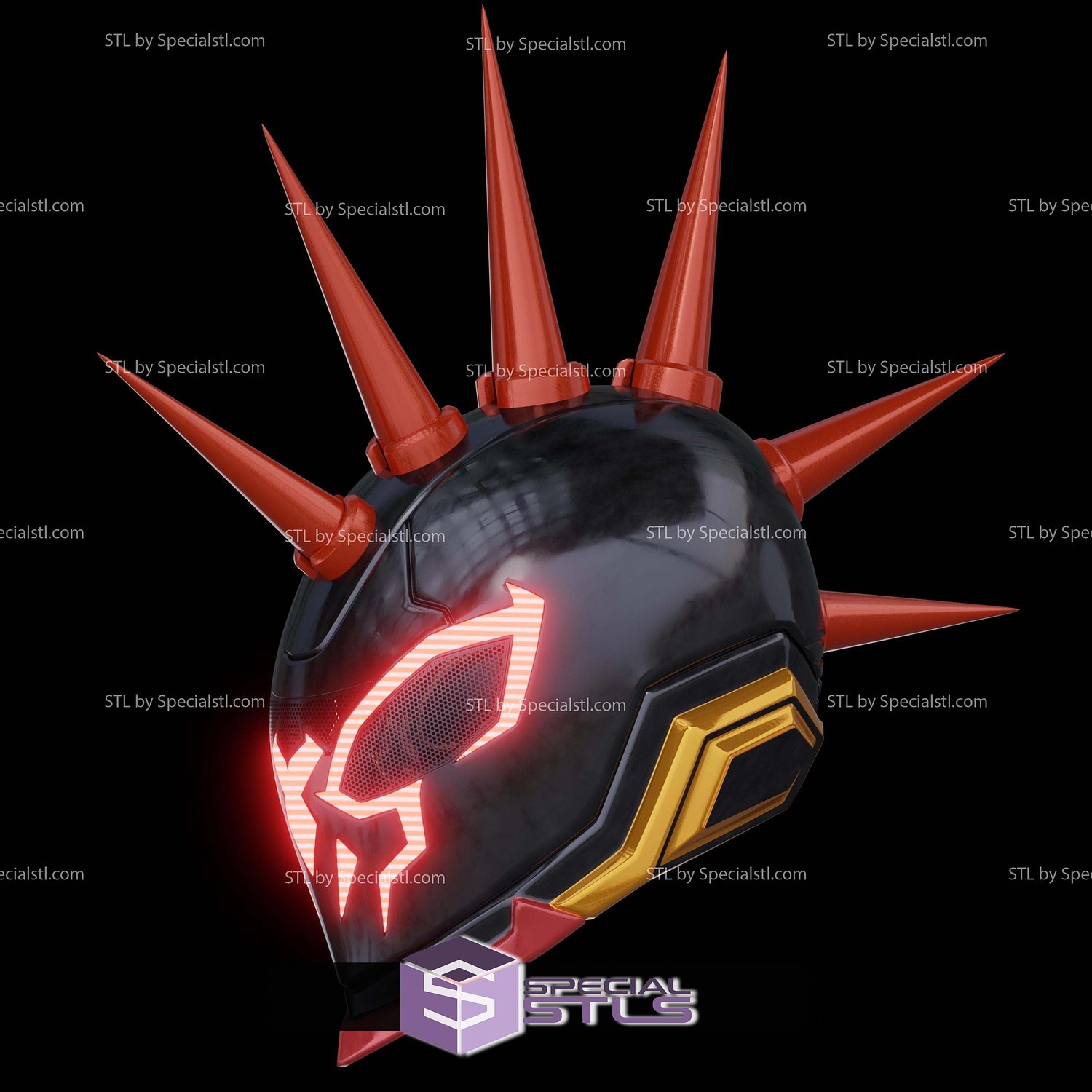 Cosplay STL Files Spider Punk 2099 Marvel Rivals Mask 3D Model — view 2