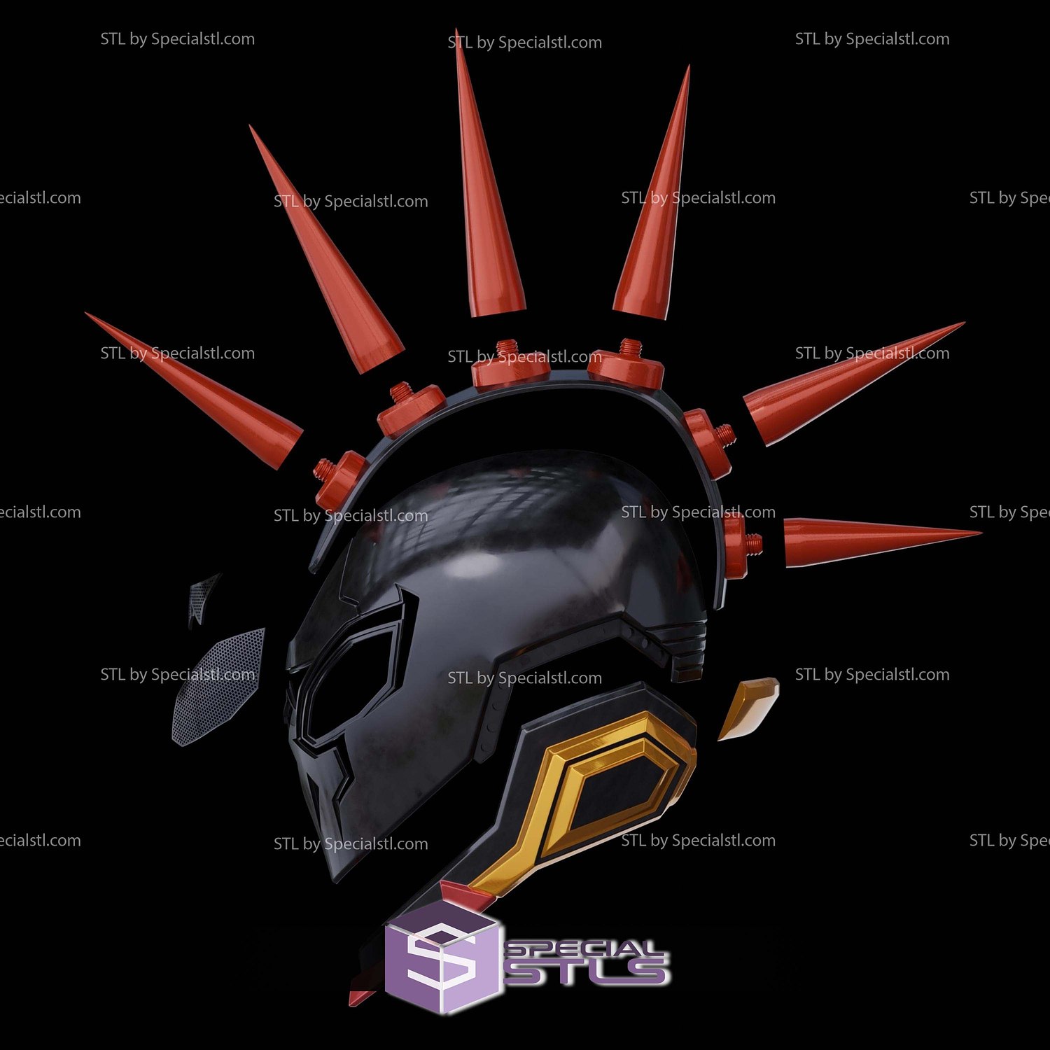 Cosplay STL Files Spider Punk 2099 Marvel Rivals Mask 3D Model — view 6