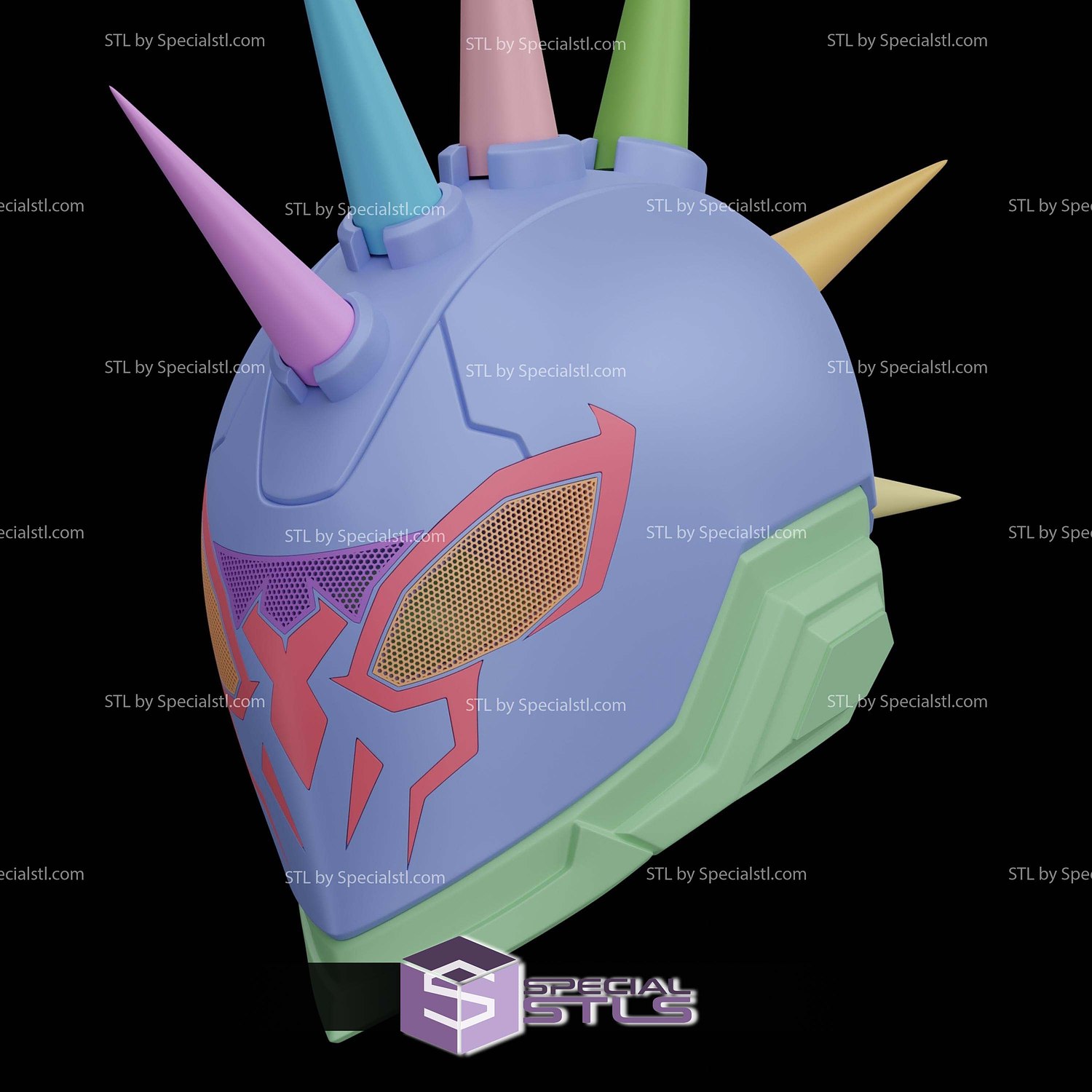 Cosplay STL Files Spider Punk 2099 Marvel Rivals Mask 3D Model — view 7