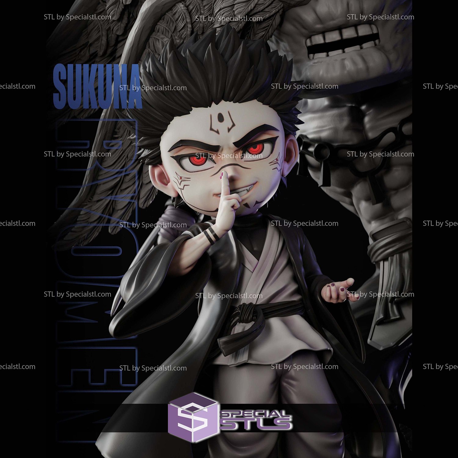 Sukuna Ryomen and Mahoraga Chibi 3D Printer Files STL Model — view 2