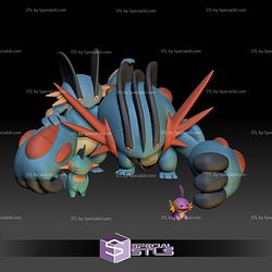 Pokemon STL Collection Mudkip Marshtomp Swampert Mega Evolution 3D Model