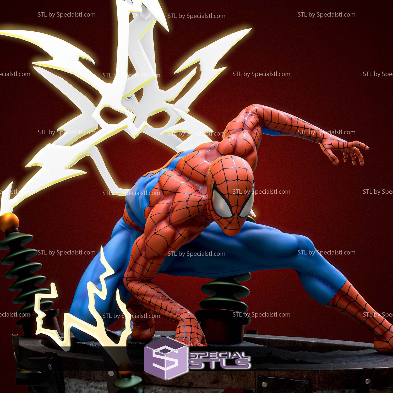Spiderman Spider Pose 3D Printer Files STL Model — view 2