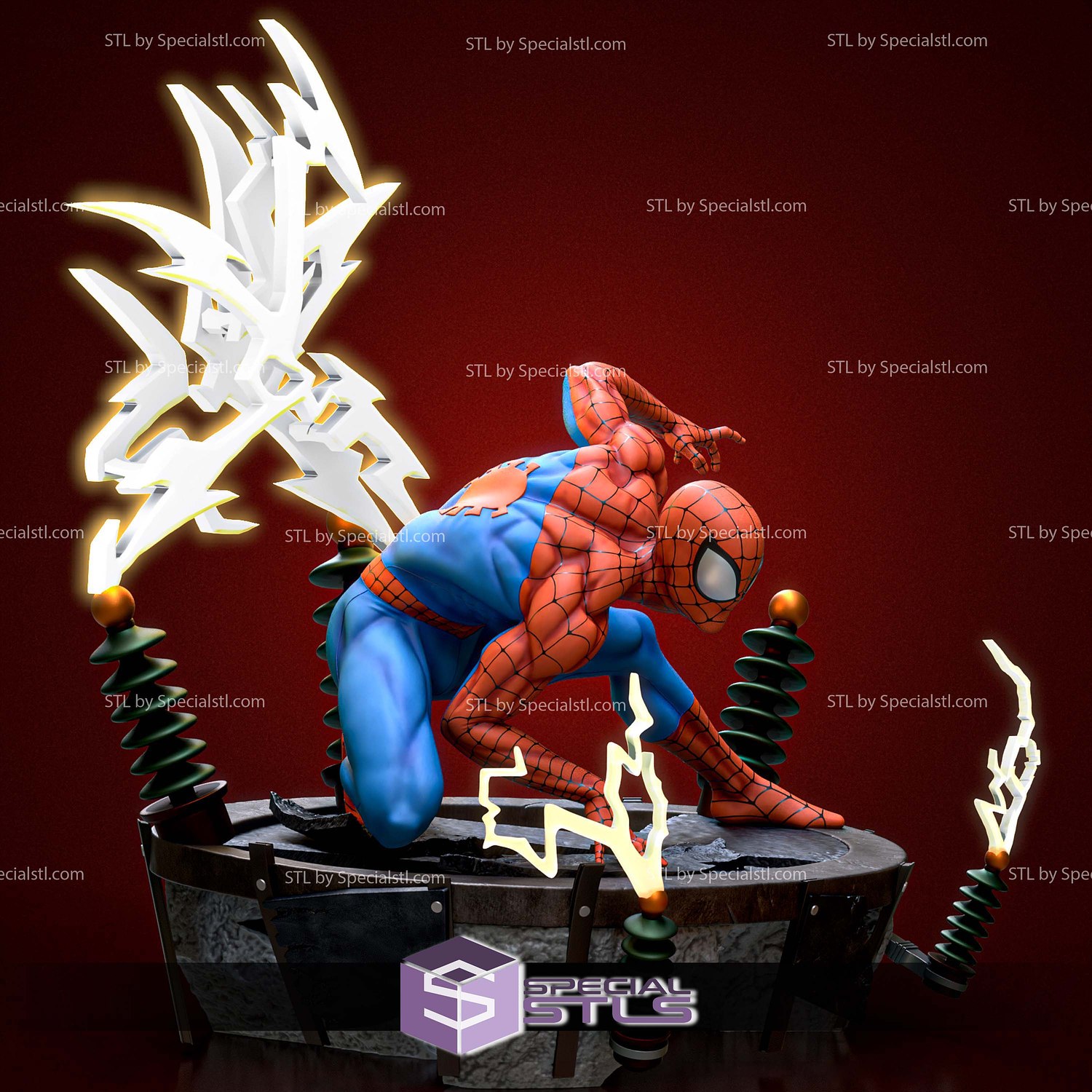 Spiderman Spider Pose 3D Printer Files STL Model — view 3