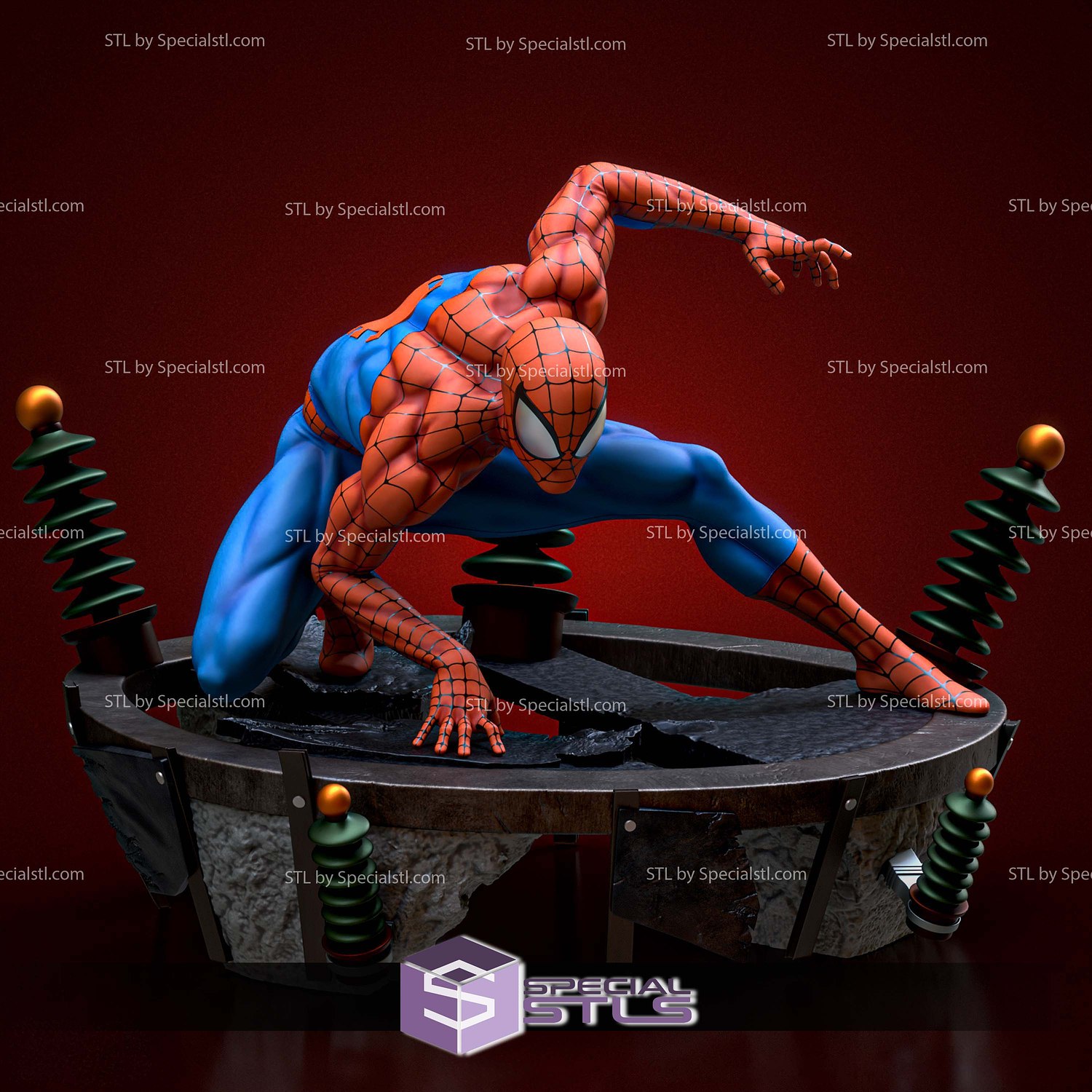 Spiderman Spider Pose 3D Printer Files STL Model — view 6