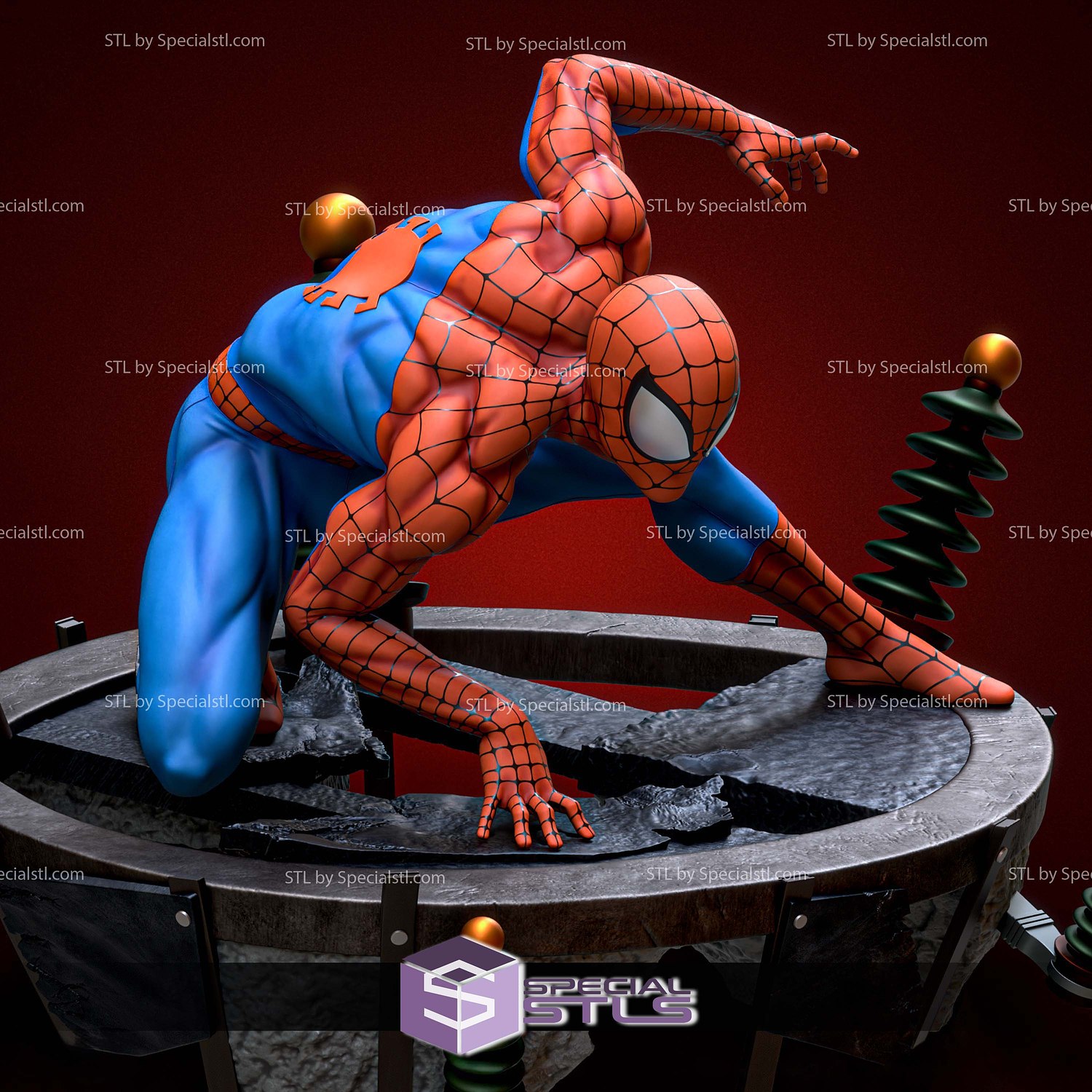 Spiderman Spider Pose 3D Printer Files STL Model — view 7